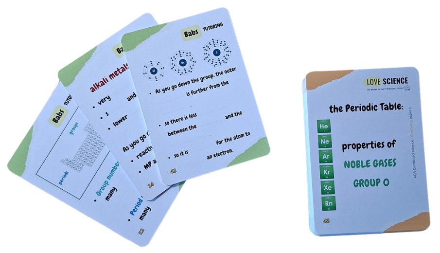 Babs Tutoring flashcards on the periodic table and noble gases